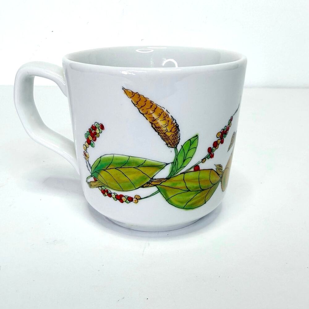 Pillivuyt France Poivre (Pepper) Botanical Coffee Mug Porcelain French Decor
